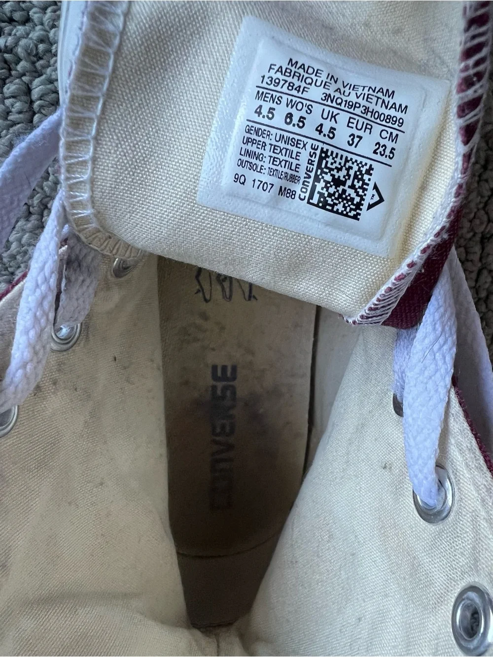 *Sold* Converse All Stars Chuck Taylor High Top Sneakers - Burgundy Womens 6.5 - Picture 6 of 7